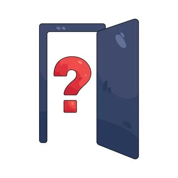 Illustration of open door with a question mark Stock Illustration