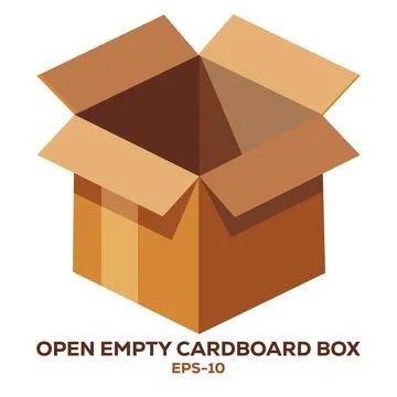 Illustration of Open Empty Cardboard Box on white Stock Illustration