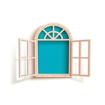 Illustration of opened window with blue background Stock Illustration