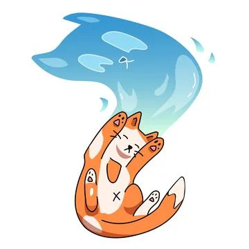Illustration of orange cat with ghost Illustrazione stock