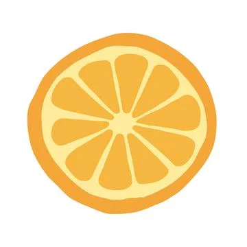 Illustration of an orange slice on a white background. The orange is depicted Stock Illustration
