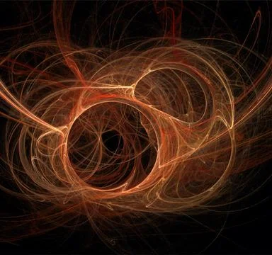 Illustration of orange space planet star system, color graphics, background Illustrazione stock