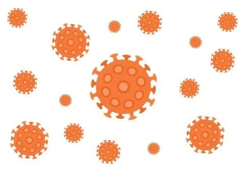Illustration of orange virus particles floating in space Stock Illustration