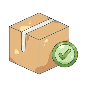 Illustration of order delivered with a check mark Stock Illustration