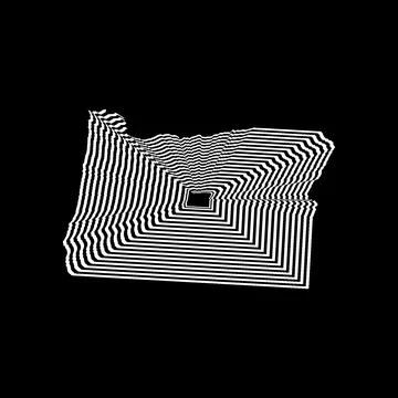 Illustration of Oregon State map with black and white lines Stock Illustration