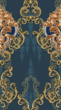 Illustration of an ornate seamless pattern for square stitch in blue color Illustrazione stock