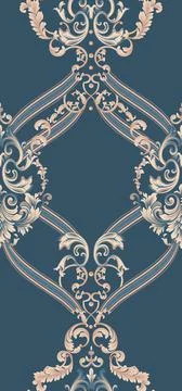 Illustration of an ornate seamless pattern for square stitch in blue color Stock Illustration