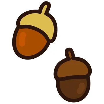 Illustration of outlined cute acorns Stock Illustration
