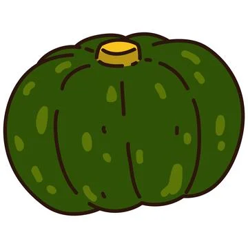 Illustration of outlined green pumpkin Stock Illustration