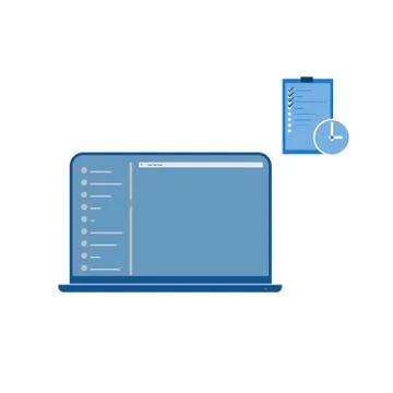 Illustration overtime to do deadline tasks. Laptop mock up. Stock Illustration
