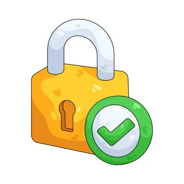 Illustration of padlock with a check mark Stock Illustration