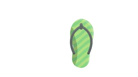 Illustration of a pair of green flip flops, priced at 1 credit, USD $1. Stock Footage 332461619