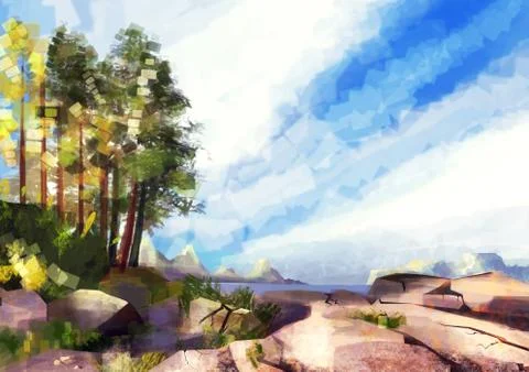 Illustration of panoramic landscape animation Stock Illustration