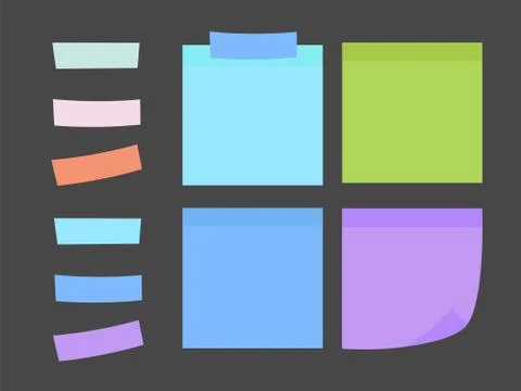 Illustration of paper lists set. Colored set of sticky notes Stock Illustration