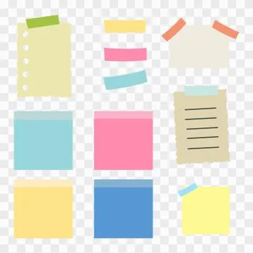 Illustration of paper lists set. Colored set of sticky notes Stock Illustration