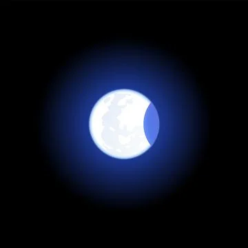 Illustration of partial lunar eclipse with glowing blue light. Stock Illustration