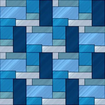 Illustration pattern with blue rectangles in stained glass style Stock Illustration