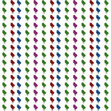 Illustration of a pattern of chick outlines filled with colorful backgrounds 스톡 일러스트