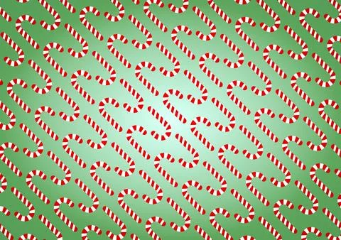Illustration of a pattern of Christmas candy cane on a green background Illustrazione stock