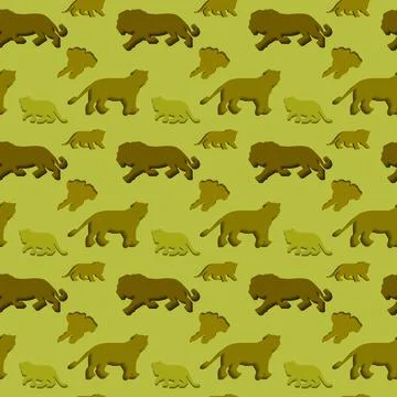 Illustration with pattern design of lion silhouettes figures in 3d and brown Stock-Illustration
