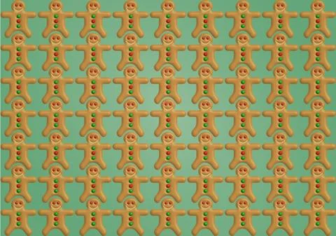 Illustration of a pattern of Gingerbread Cookie for Christmas Stock Illustration