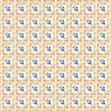 An illustration of a pattern of leaves in ornamental frames isolated on a whi Stock Illustration