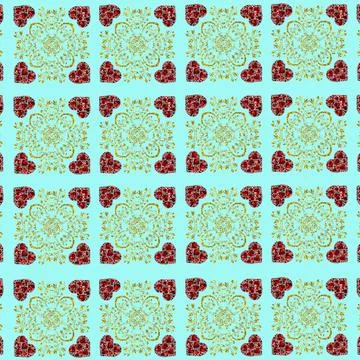 An illustration of a pattern of ornamental frames with heart shapes isolated  Stock Illustration