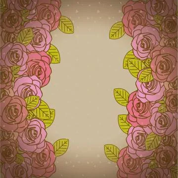 Illustration of pattern of roses in vintage or retro style, vector illustration 스톡 일러스트