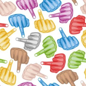 Illustration pattern seamless Middle Finger colored skin Illustrazione stock