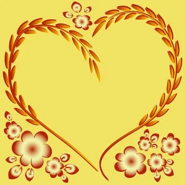 Illustration pattern on a square background - frame - heart and flowers - pos Illustrazione stock