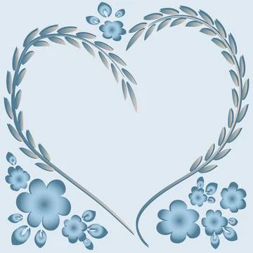 Illustration pattern on a square background - frame - heart and flowers - pos Stock Illustration