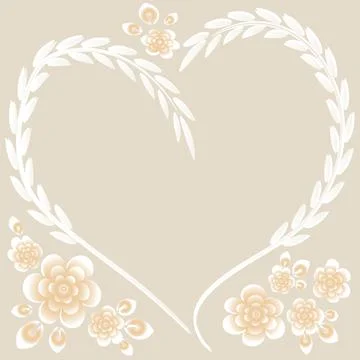 Illustration pattern on a square background - frame - heart and flowers - pos Stock Illustration