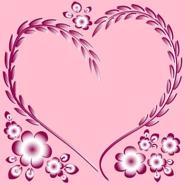 Illustration pattern on a square background - frame - heart and flowers - pos Stock Illustration