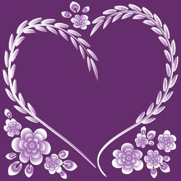 Illustration pattern on a square background - frame - heart and flowers - pos Illustrazione stock