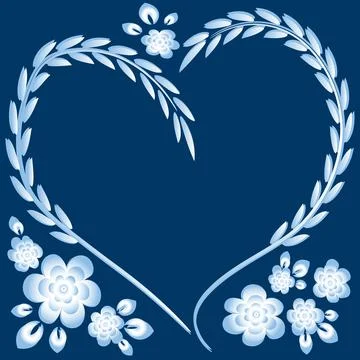 Illustration pattern on a square background - frame - heart and flowers - pos Illustrazione stock