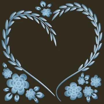 Illustration pattern on a square background - frame - heart and flowers - pos Illustrazione stock