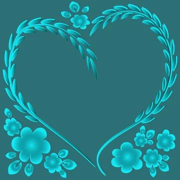 Illustration pattern on a square background - frame - heart and flowers - pos Illustrazione stock