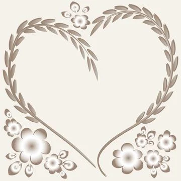 Illustration pattern on a square background - frame - heart and flowers - pos Stock Illustration