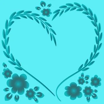 Illustration pattern on a square background - frame - heart and flowers - pos Illustrazione stock