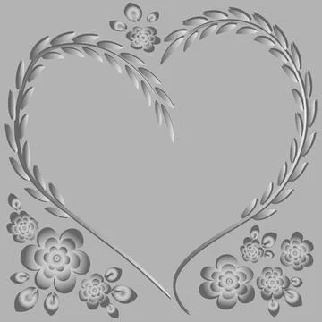 Illustration pattern on a square background - frame - heart and flowers - pos Illustrazione stock