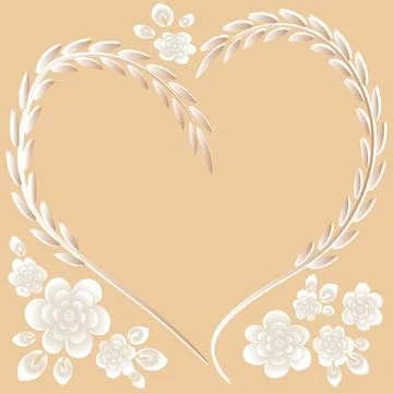 Illustration pattern on a square background - frame - heart and flowers - pos Illustrazione stock