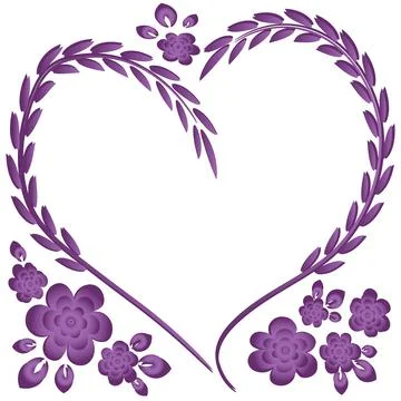 Illustration pattern on a square background - frame - heart and flowers - pos Illustrazione stock