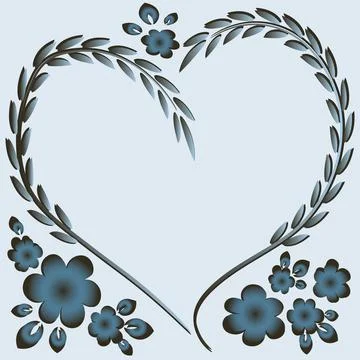Illustration pattern on a square background - frame - heart and flowers - pos Illustrazione stock