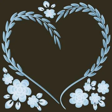 Illustration pattern on a square background - frame - heart and flowers - pos Stock Illustration