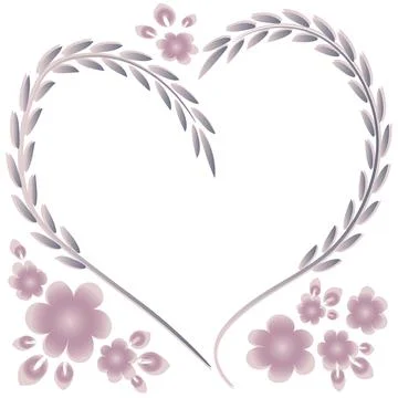 Illustration pattern on a square background - frame - heart and flowers - pos Illustrazione stock