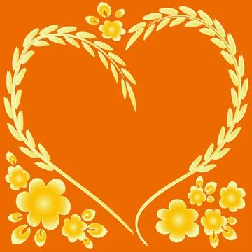 Illustration pattern on a square background - frame - heart and flowers - pos Illustrazione stock