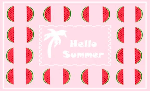 Illustration with a pattern of watermelons on a pink background Stock Illustration