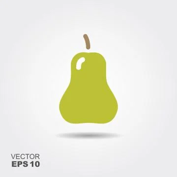 Illustration of pear flat icon with shadow Stock Illustration