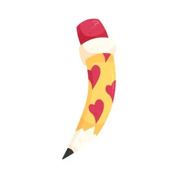 Illustration of pencil with a heart pattern Stock Illustration