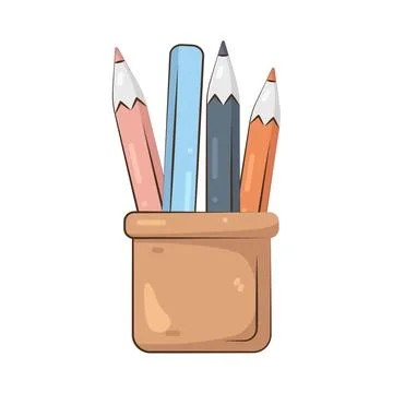 Illustration of pencil holder Stock-Illustration